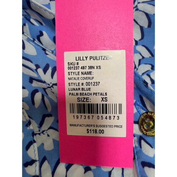 Lilly Pulitzer Natalie Coverup Lunar Blue Palm Beach Petals Sz XS MSRP 118.00 - Picture 3 of 16